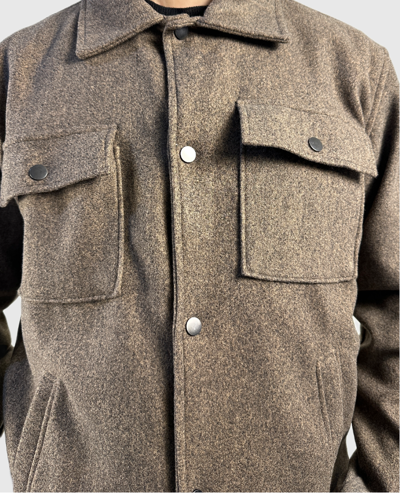 Surchemise Homme Épaisse Hiver – Style Cachemire – marron taupe