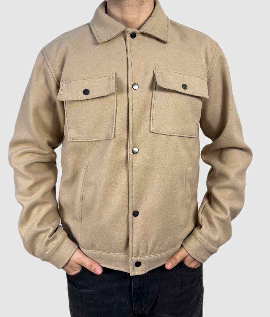 Surchemise Homme Épaisse Hiver– Style Cachemire – Beige