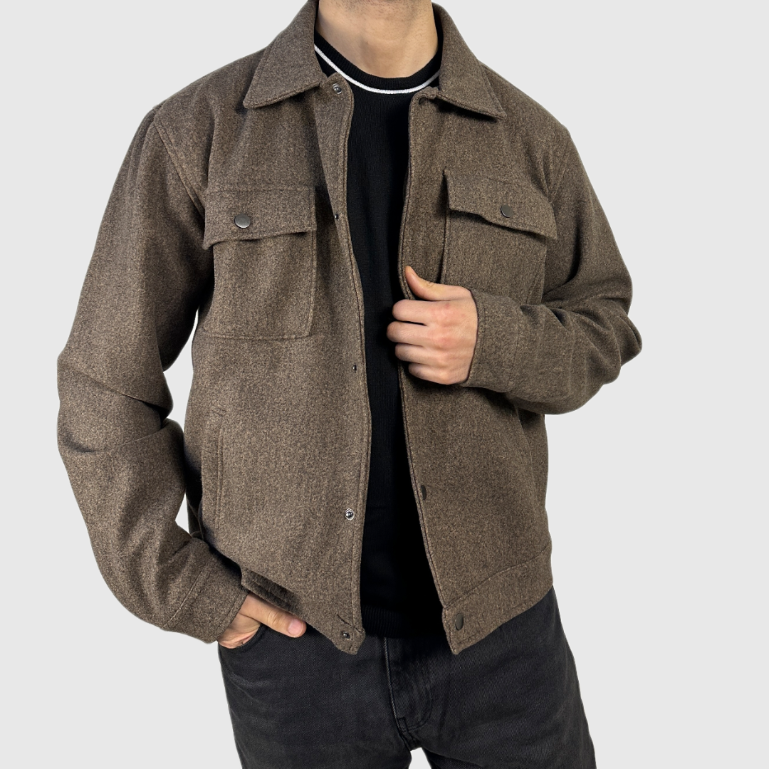 Surchemise Homme Épaisse Hiver – Style Cachemire – marron taupe
