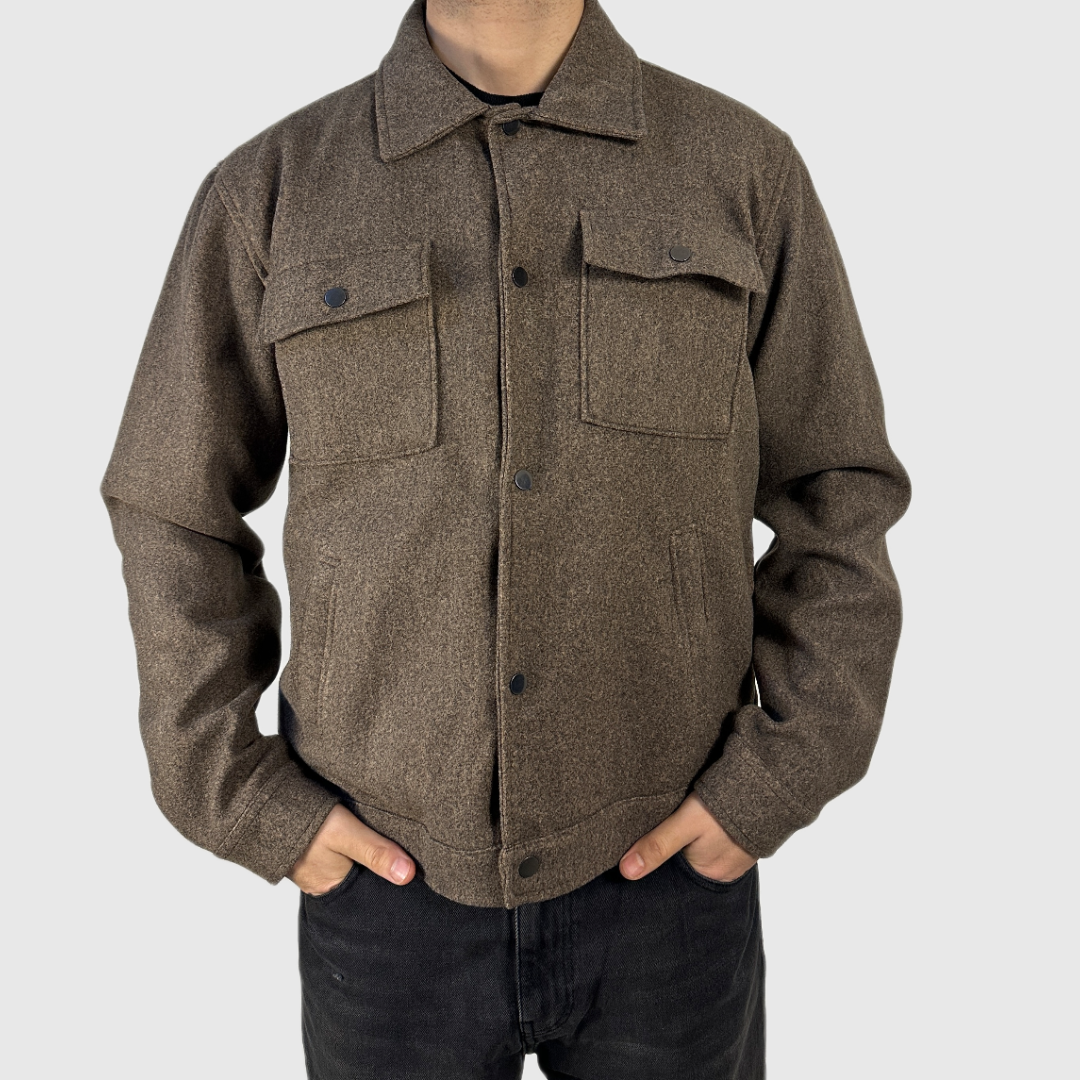 Surchemise Homme Épaisse Hiver – Style Cachemire – marron taupe