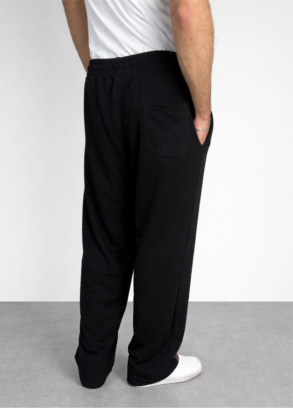 Pantalon de survêtement ample noir Corleone avec motif signature sur le devant