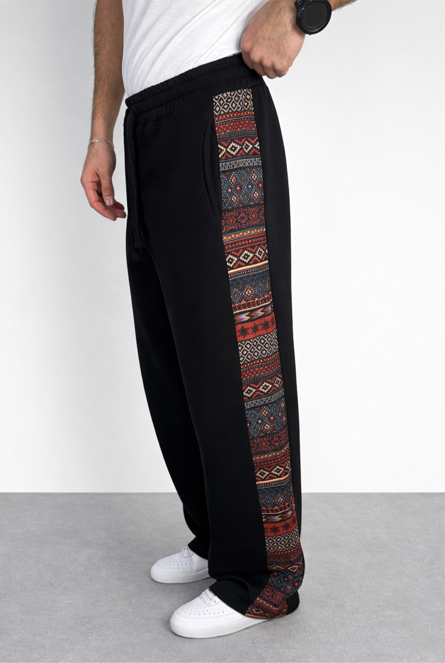 Pantalon de survêtement ample noir Corleone avec motif latéral signature