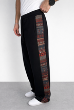 Pantalon de survêtement ample noir Corleone avec motif latéral signature