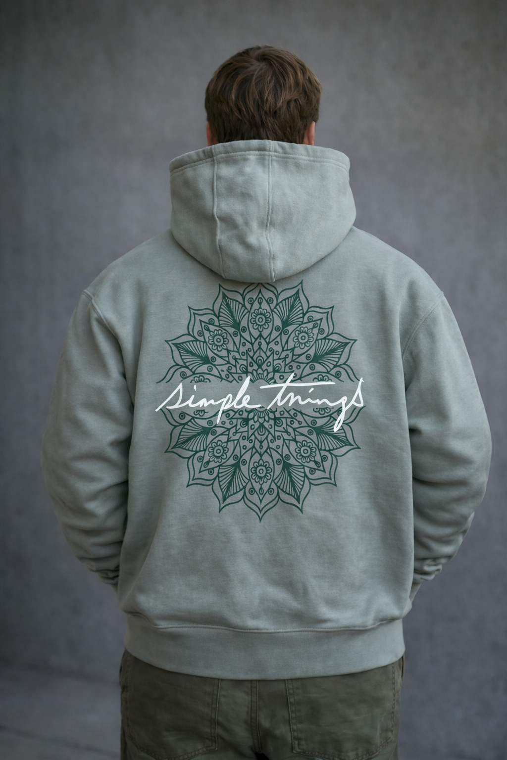 Sweat à capuche oversize – Simple Things (vert sauge)