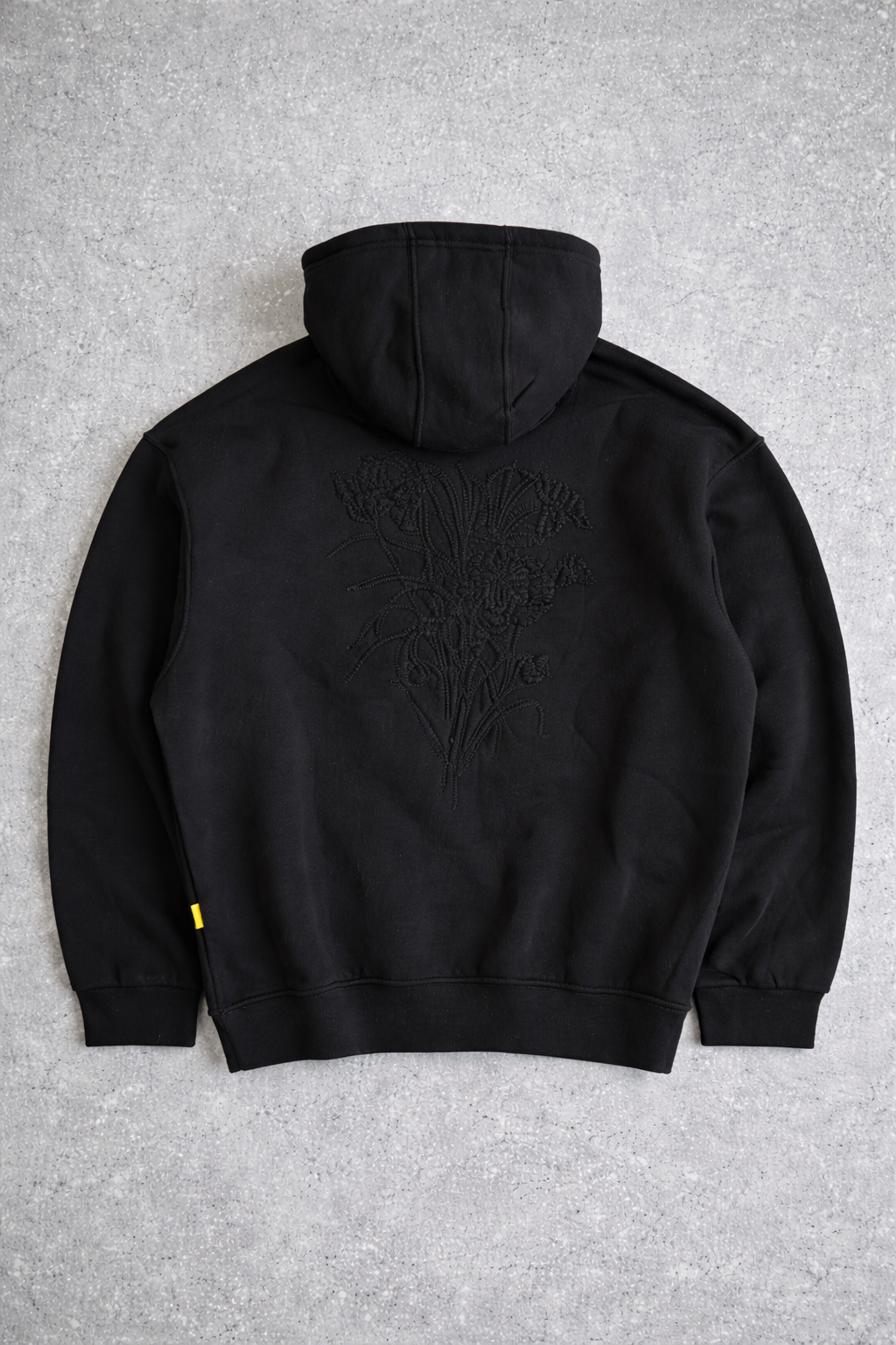 Sweat à capuche oversize – Broderie florale (Noir)