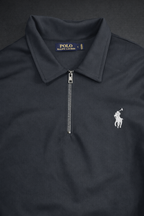 Ensemble Survêtement Homme Gris Anthracite – Style Polo – Bandes Blanches + Zip Col