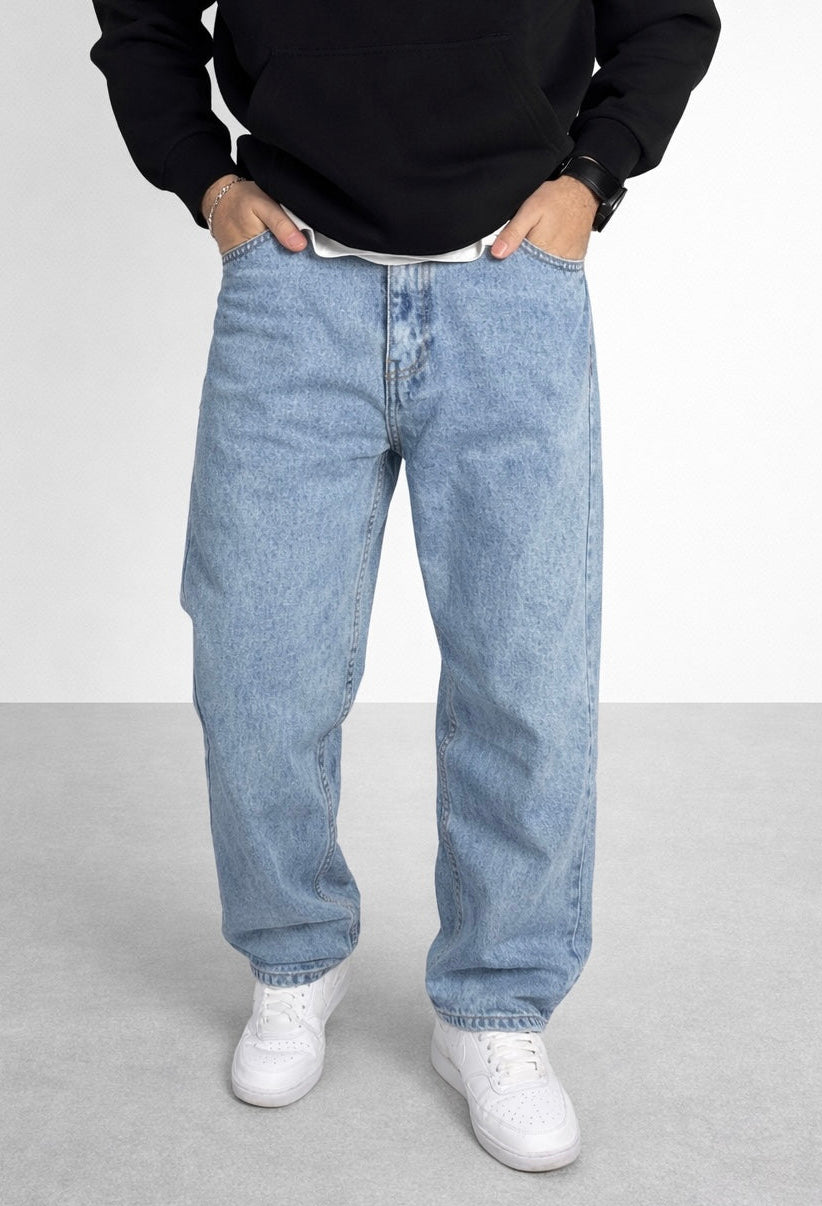 Jean en denim coupe droite pour homme (bleu clair)