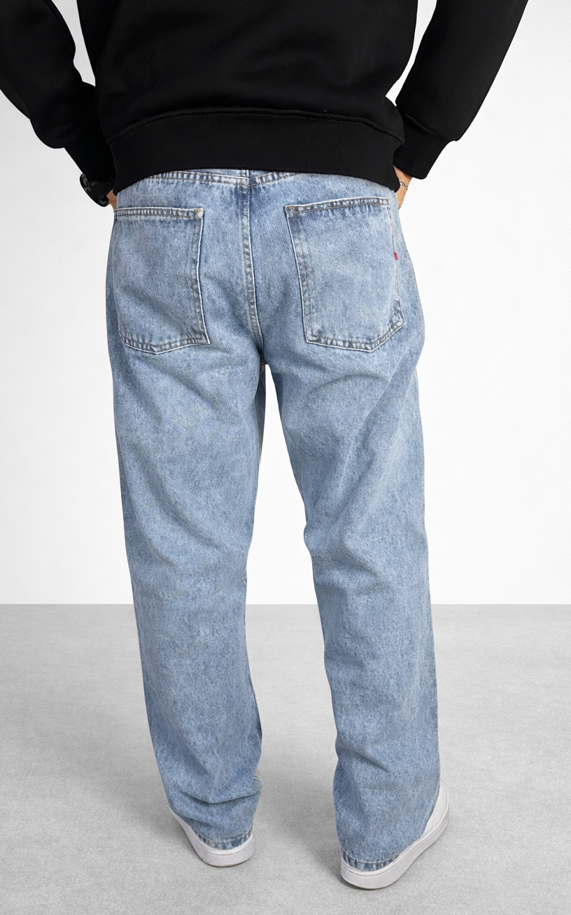 Men’s Straight Fit Denim Jeans (Light Blue)