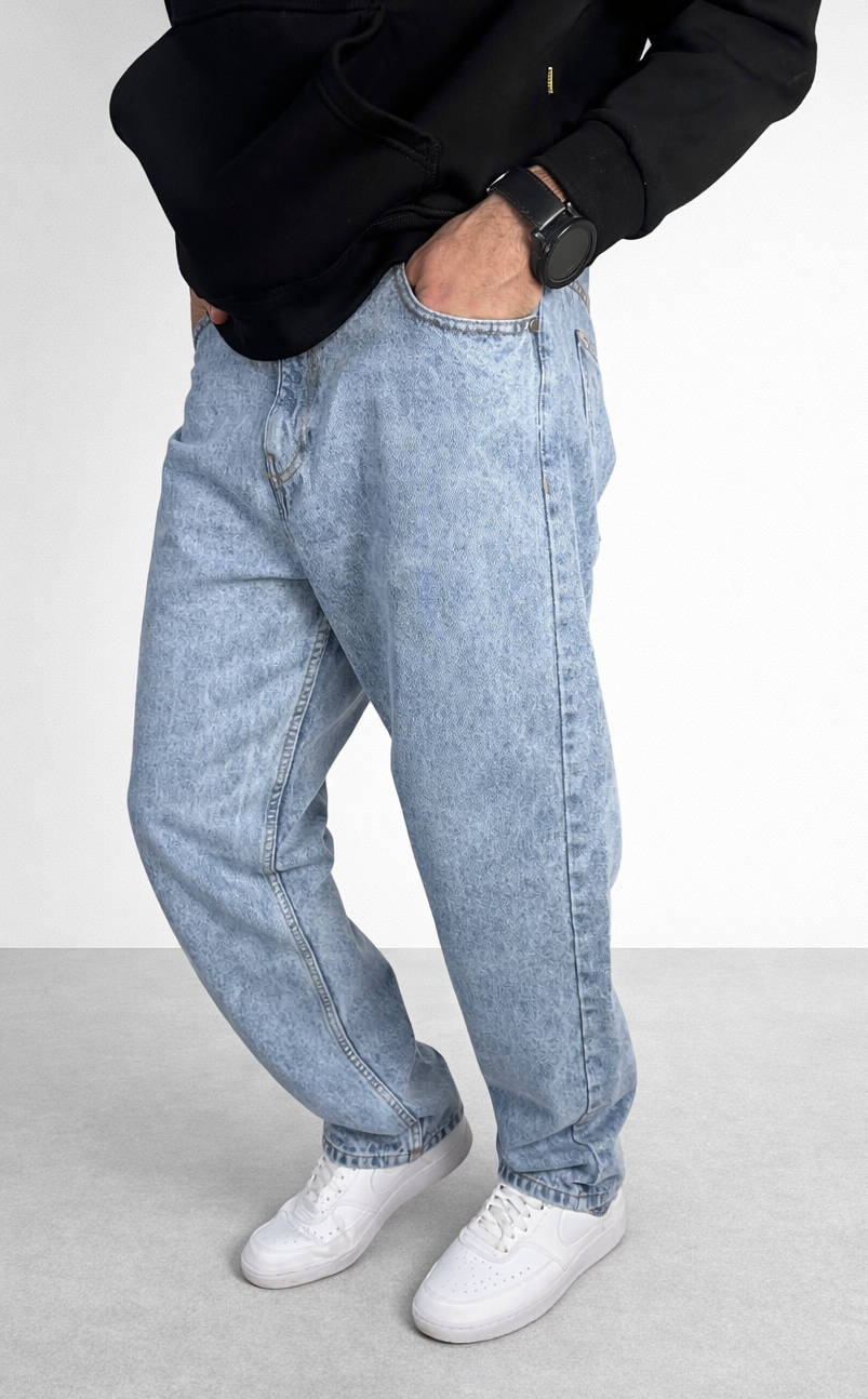 Jean en denim coupe droite pour homme (bleu clair)