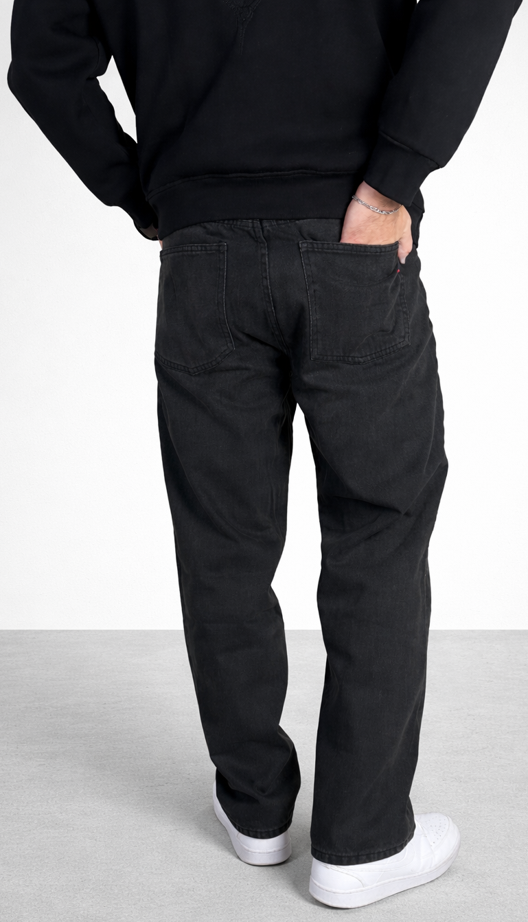 Jean en denim coupe droite pour homme (noir)