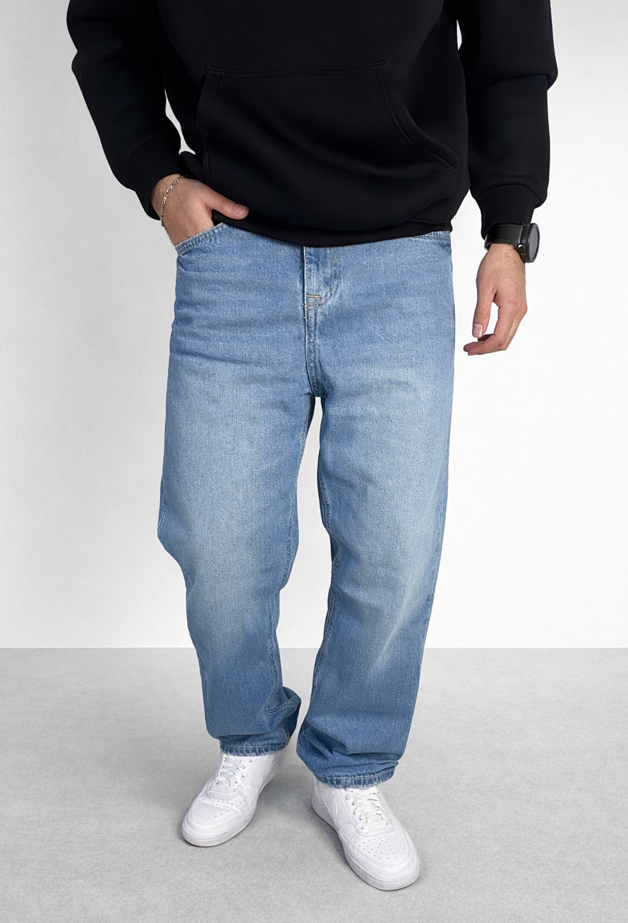 Jean ample pour homme (bleu clair délavé)