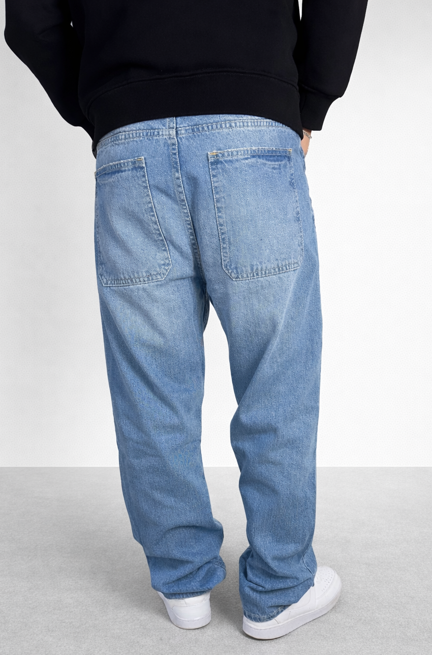 Jean ample pour homme (bleu clair délavé)
