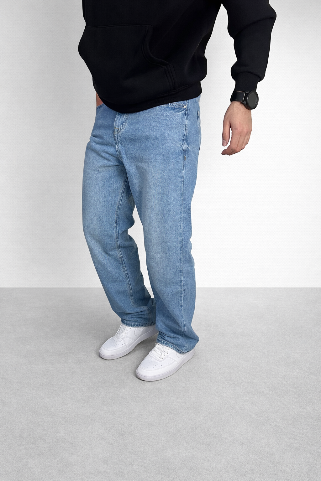 Jean ample pour homme (bleu clair délavé)