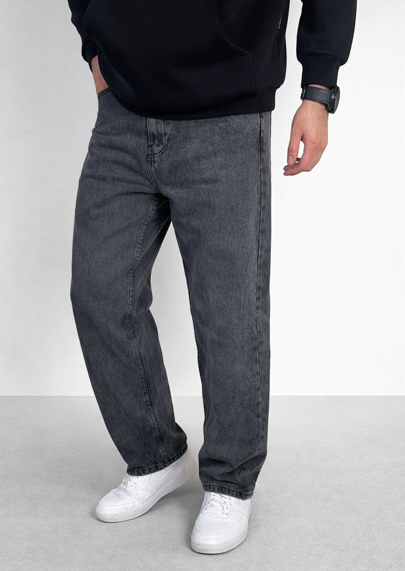 Jean en denim coupe droite pour homme (gris foncé)