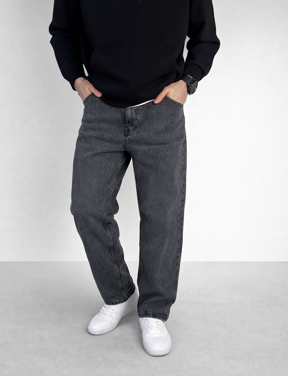 Men’s Straight Fit Denim Jeans (Dark Grey)