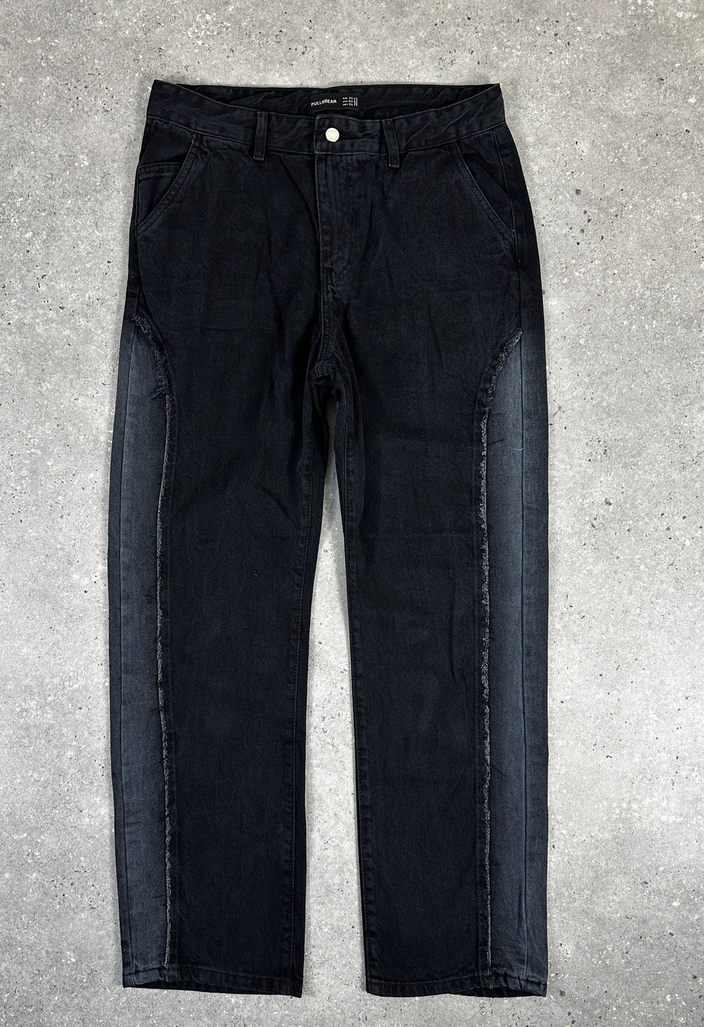 Jeans baggy pour homme – Coupe droite (noir délavé)