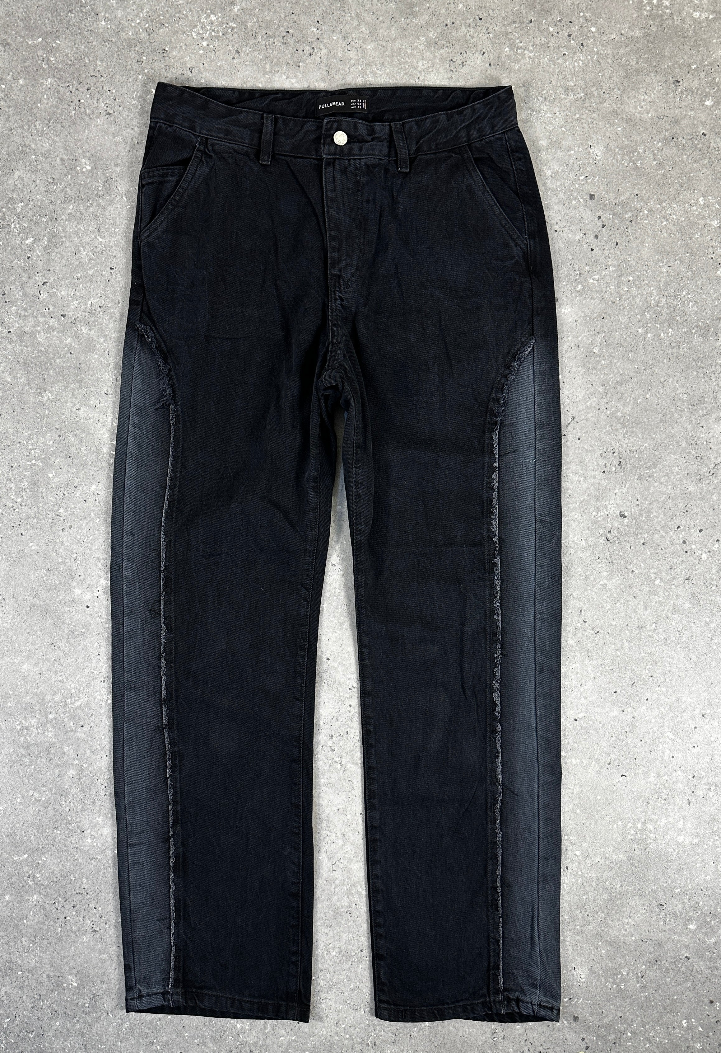 Jeans baggy pour homme – Coupe droite (noir délavé)