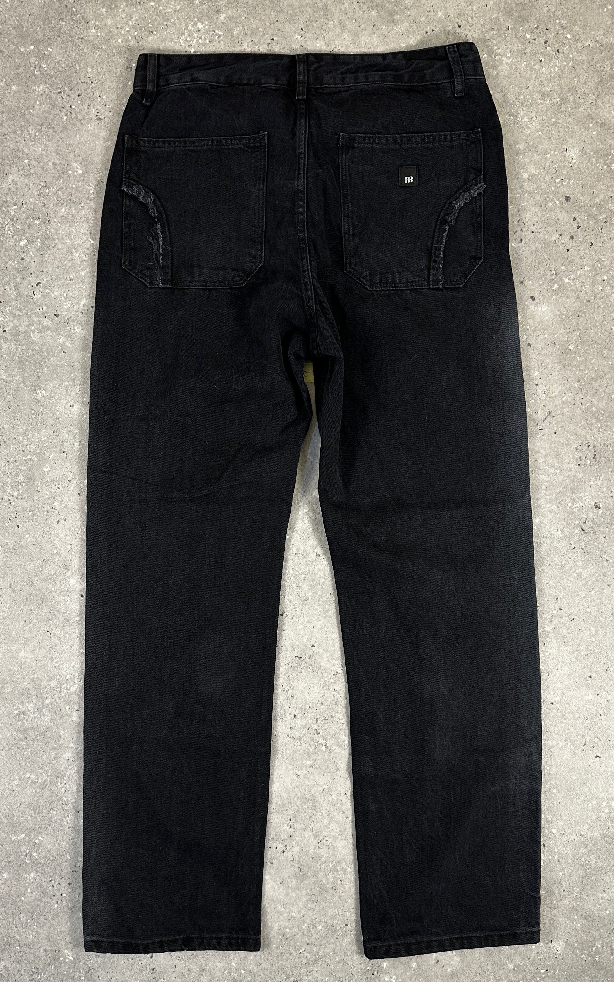 Jeans baggy pour homme – Coupe droite (noir délavé)