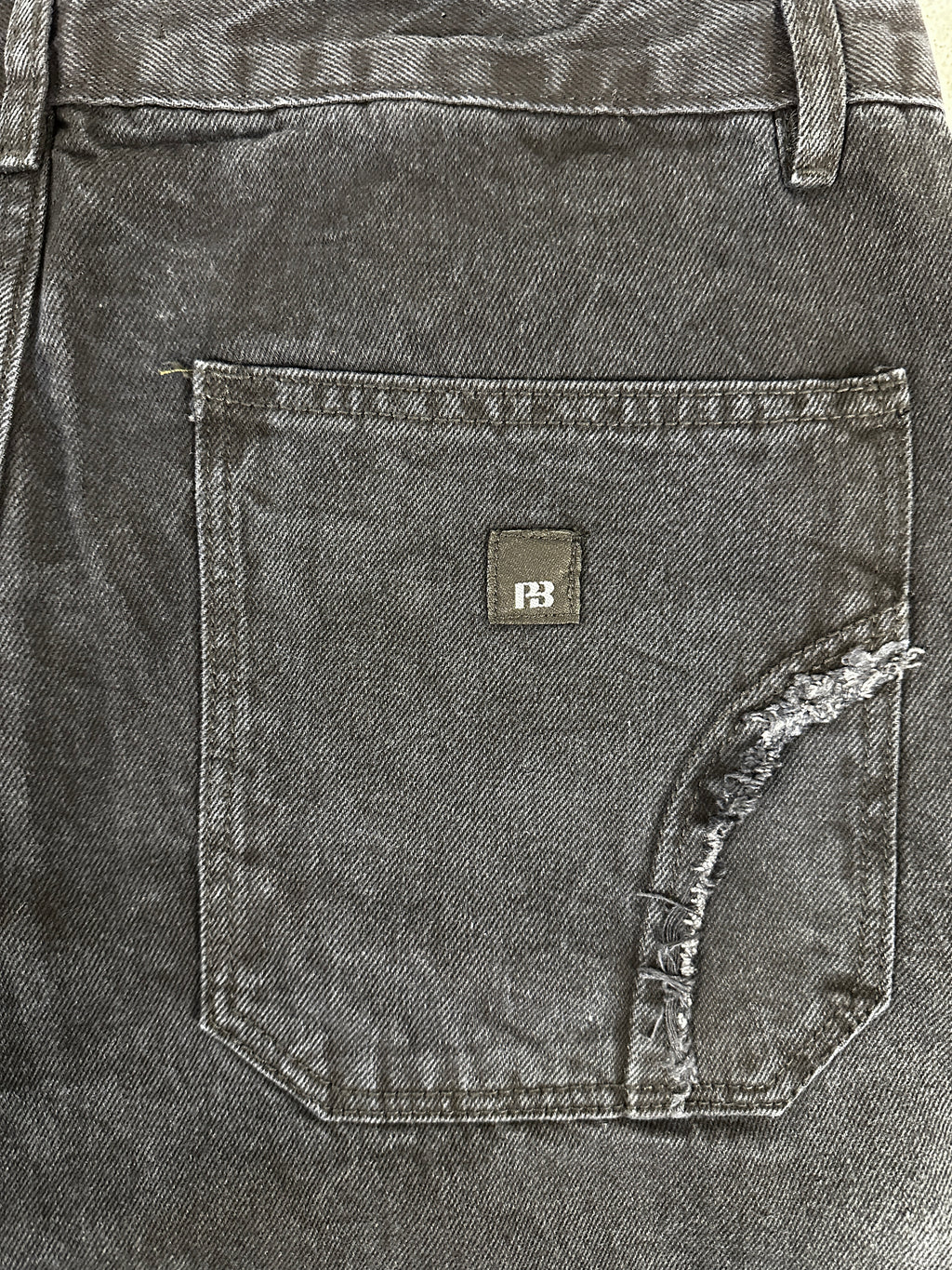 Jeans baggy pour homme – Coupe droite (noir délavé)