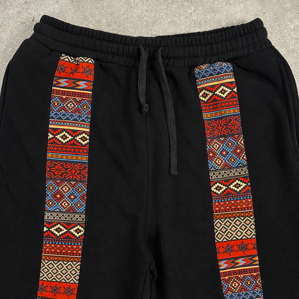 Pantalon de survêtement ample noir Corleone avec motif signature sur le devant