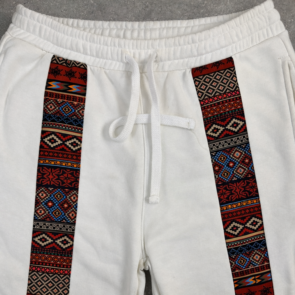 Pantalon de survêtement blanc ample Corleone avec motif signature sur le devant