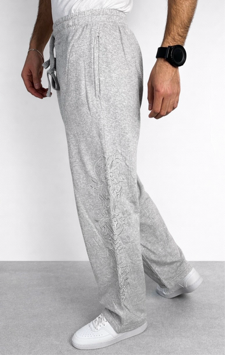 Pantalon de survêtement ample gris Corleone avec motif graphique latéral