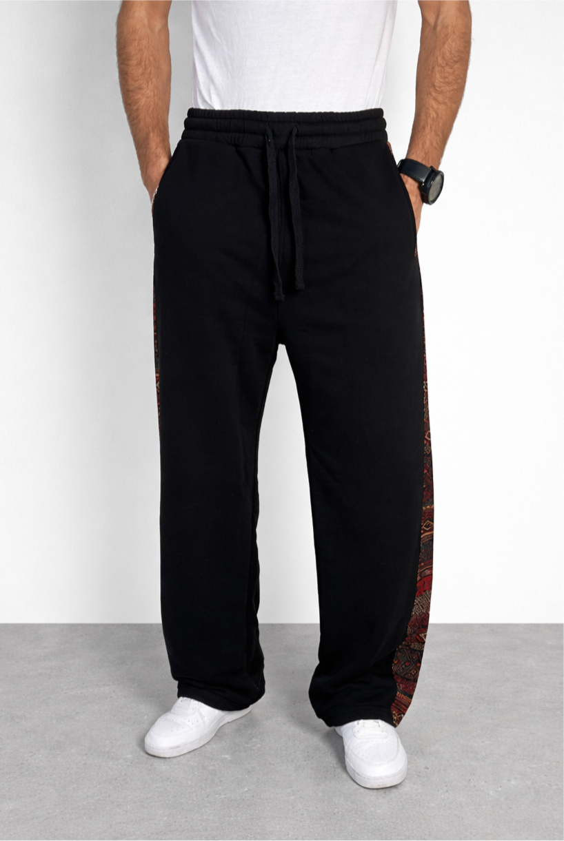 Pantalon de survêtement ample noir Corleone avec motif latéral signature