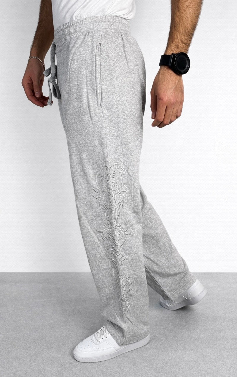Pantalon de survêtement ample gris Corleone avec motif graphique latéral