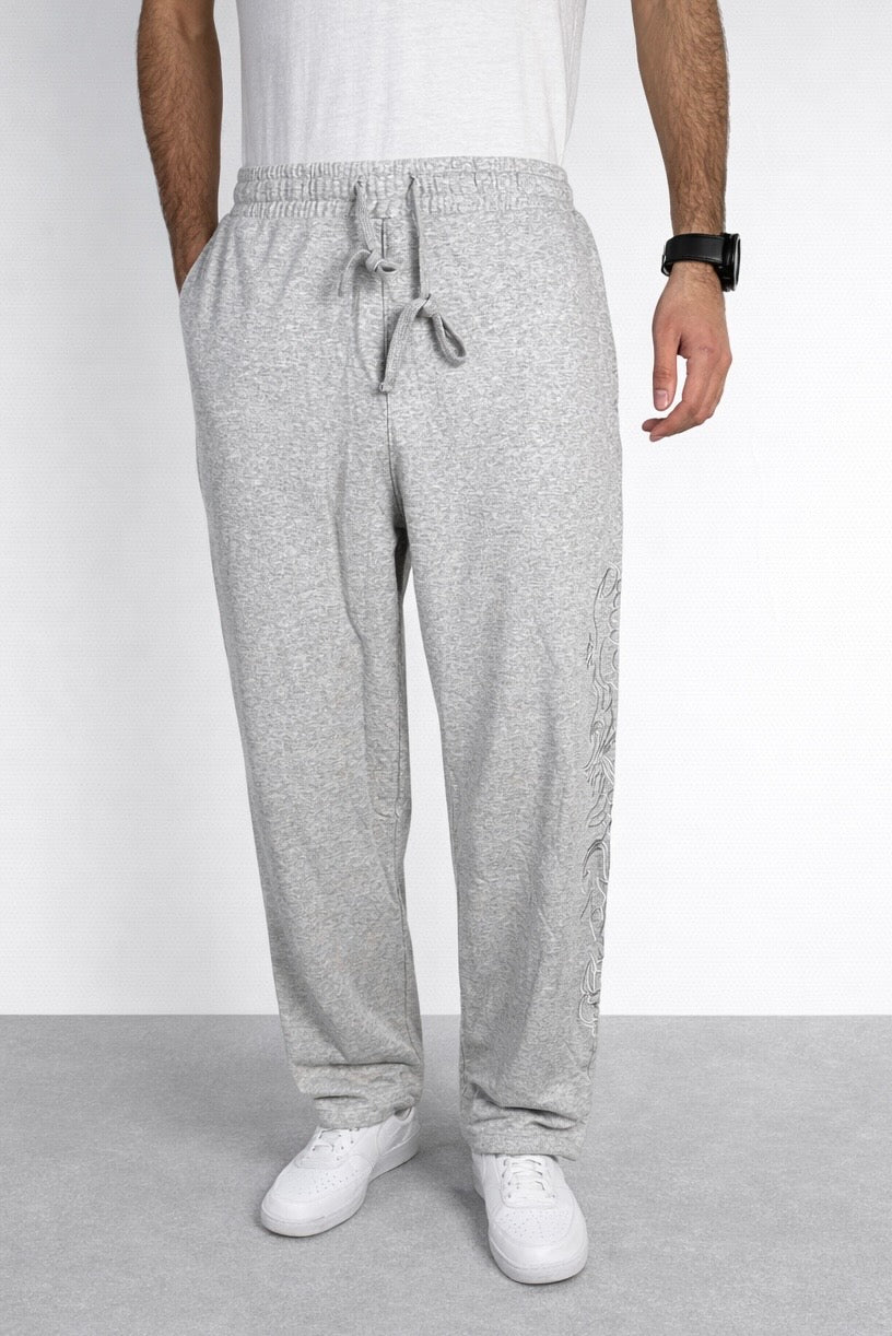 Pantalon de survêtement ample gris Corleone avec motif graphique latéral