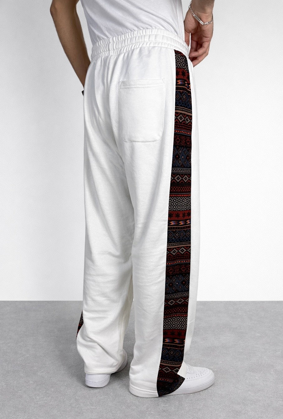 Corleone White Baggy Sweatpants with Signature Side Design