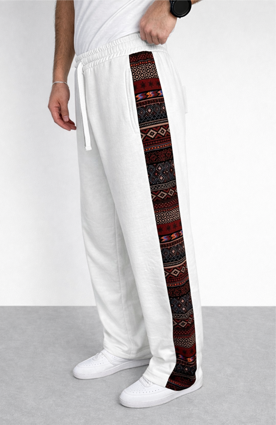 Pantalon de survêtement blanc ample Corleone avec motif latéral signature