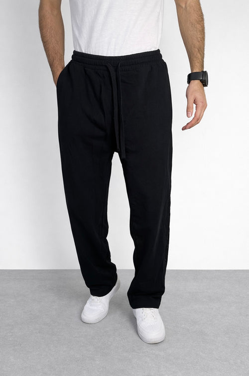 Pantalon de survêtement ample noir Corleone avec motif graphique latéral