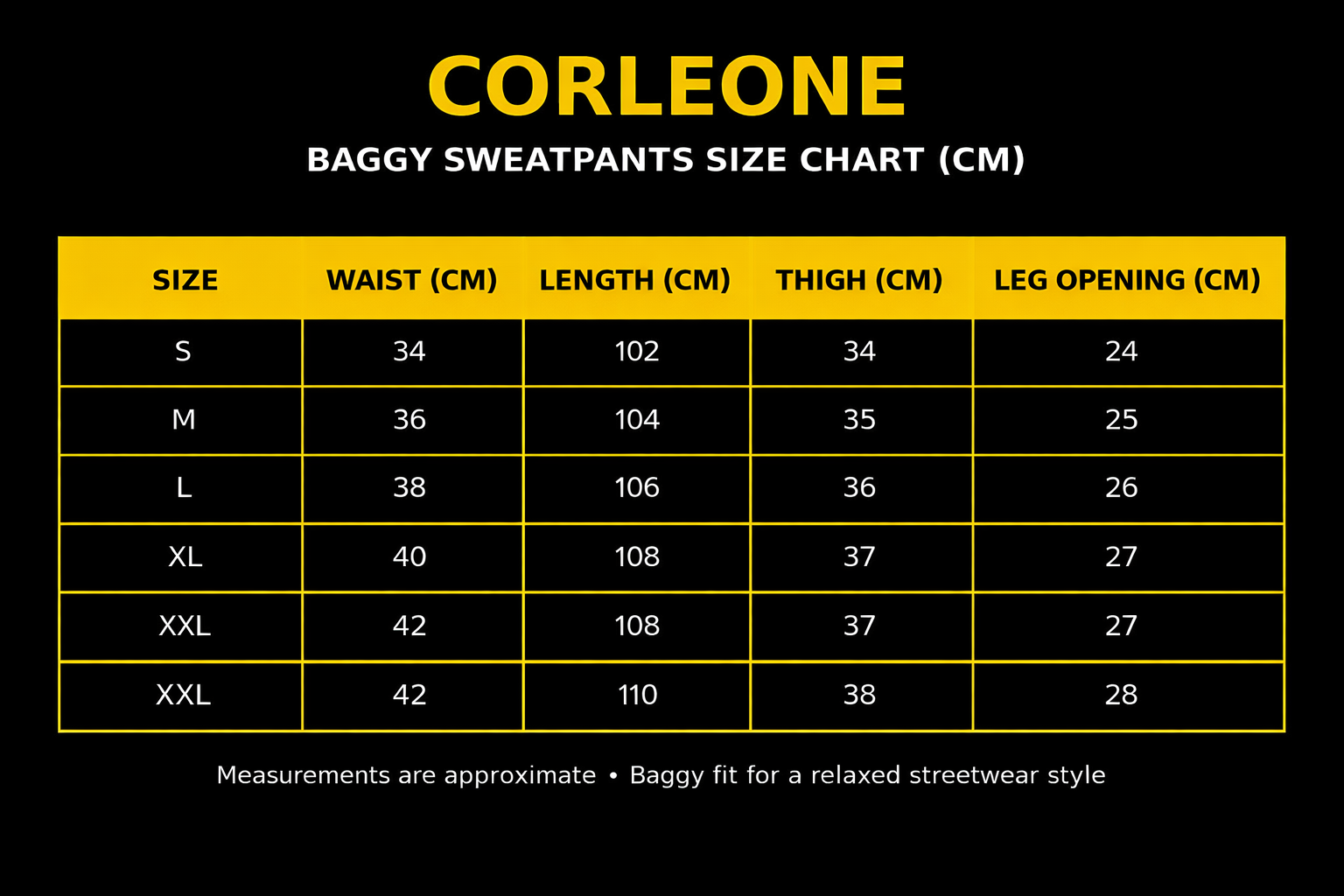 Pantalon de survêtement ample noir Corleone – 100 % coton